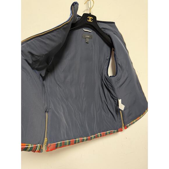 J Crew Vest Womens Small Red Plaid Wool Blend Puffer Quilted Zip Up Sleeveless - Picture 7 of 12